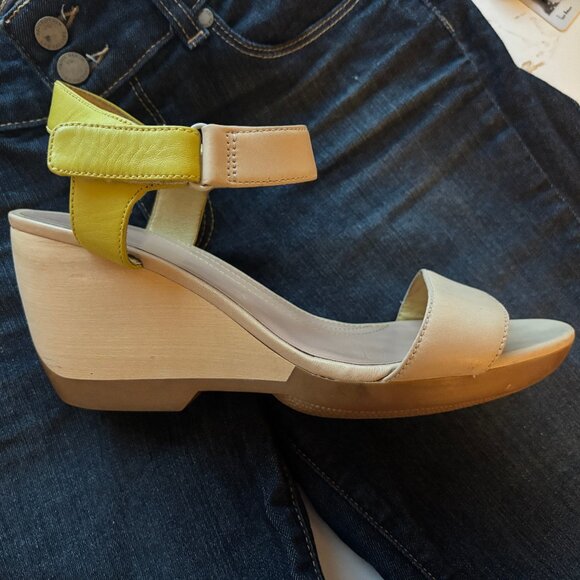Camper Yellow and Cream Wedge Sandals - Picture 6 of 16